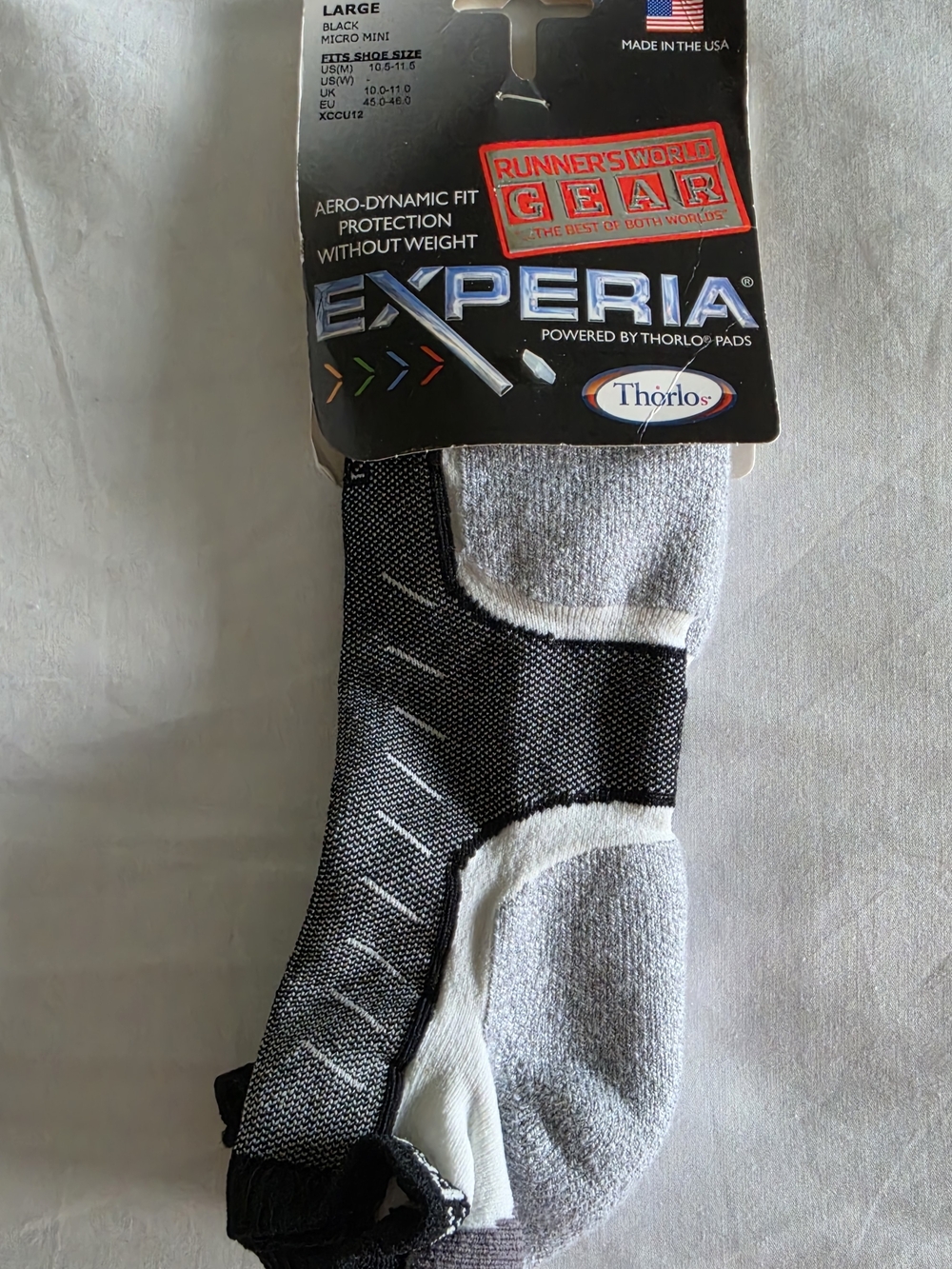 Experia Black and White Athletic Crew Socks with Cushioning